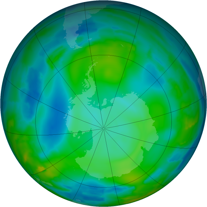 Antarctic ozone map for 11 June 2012